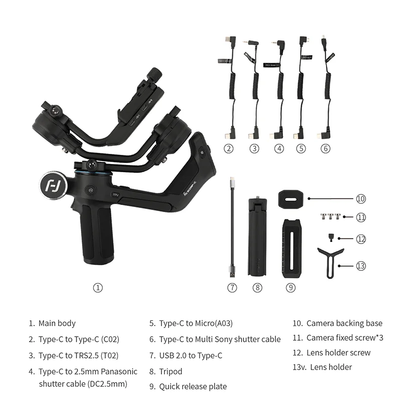 3-Axis Handheld Gimbal Stabilizer Handle Grip for DSLR Camera Sony/Canon/Nikon with 2.5kg Load 3-Axis Handheld Gimbal Stabilizer Handle Grip for DSLR Camera Sony/Canon/Nikon with 2.5kg Load