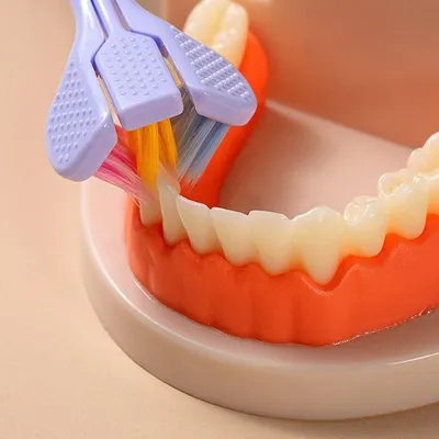 3 Headed Toothbrush with Tongue Scraper