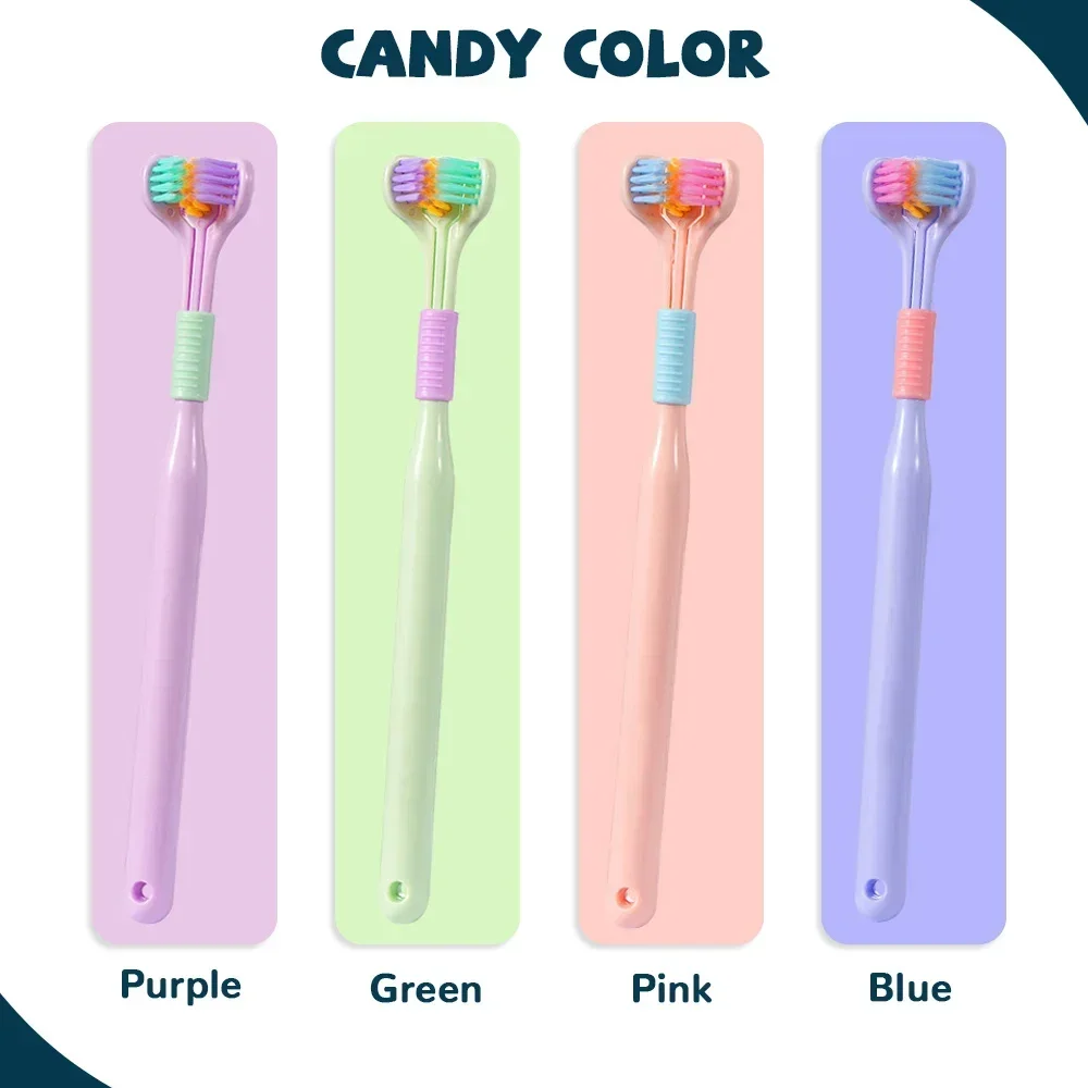 3 Headed Toothbrush with Tongue Scraper