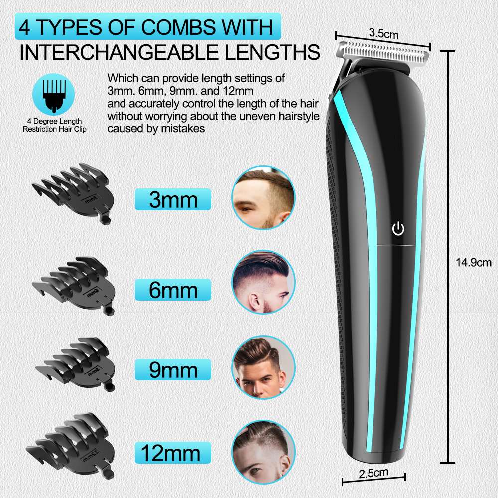 3 In 1 Electric Hair Trimmer for Men Grooming Kit Beard Nose Ear Trimmer Rechargeable Barber Hair Cutting Machine