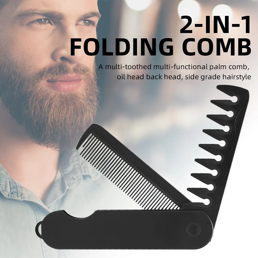 3 in 1 Multifuncional Portable Folding Pocket Combs Wide Tooth Oil Head Comb Beard Combing Barber Hair Clipper Comb