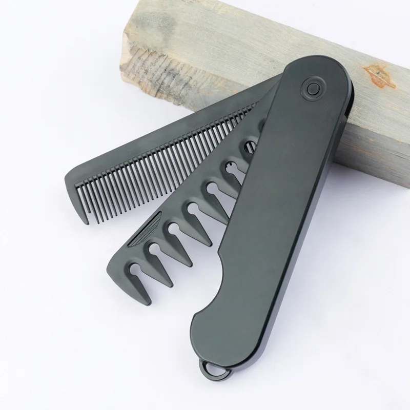 3 in 1 Multifuncional Portable Folding Pocket Combs Wide Tooth Oil Head Comb Beard Combing Barber Hair Clipper Comb