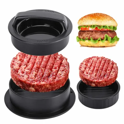 3 in 1 Non Stick Meat Beef Veggie Hamburger Patty Mold Essential Tool to Make Patty for Stuffed Burgers