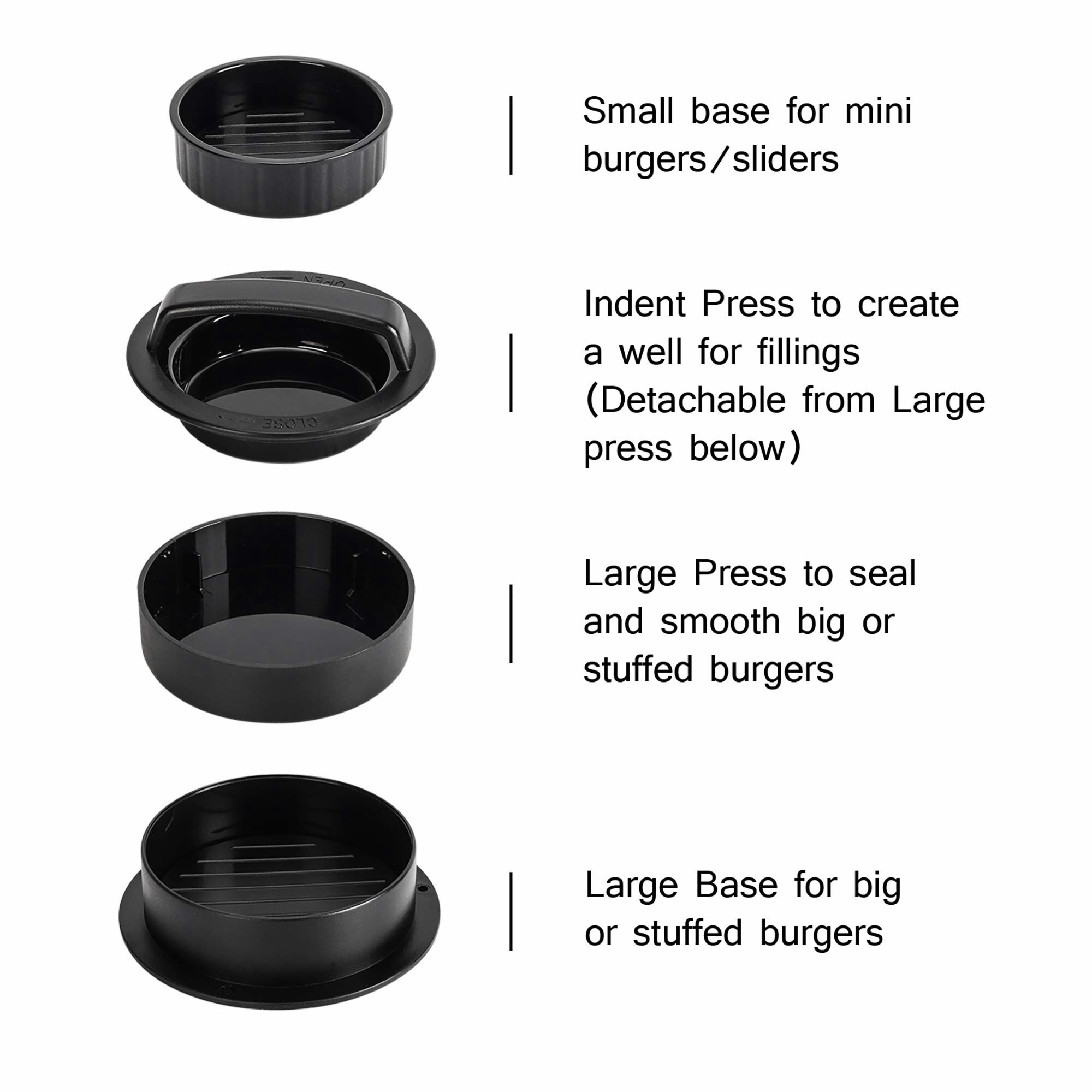 3 in 1 Non Stick Meat Beef Veggie Hamburger Patty Mold Essential Tool to Make Patty for Stuffed Burgers