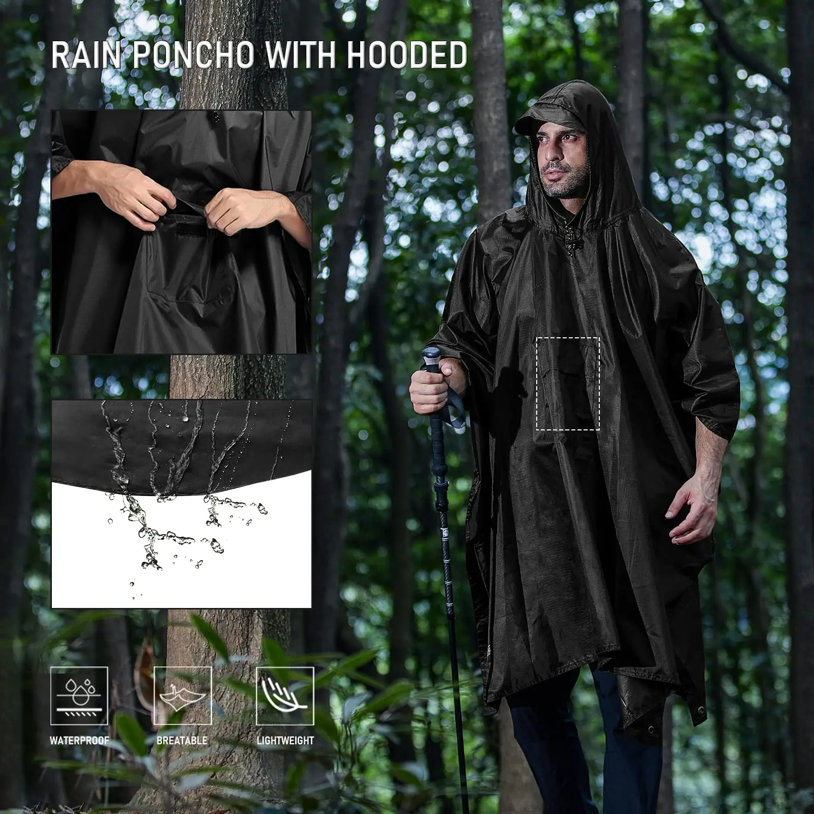3 In 1 Outdoor Military Waterproof Raincoat Motorcycle Rain Poncho