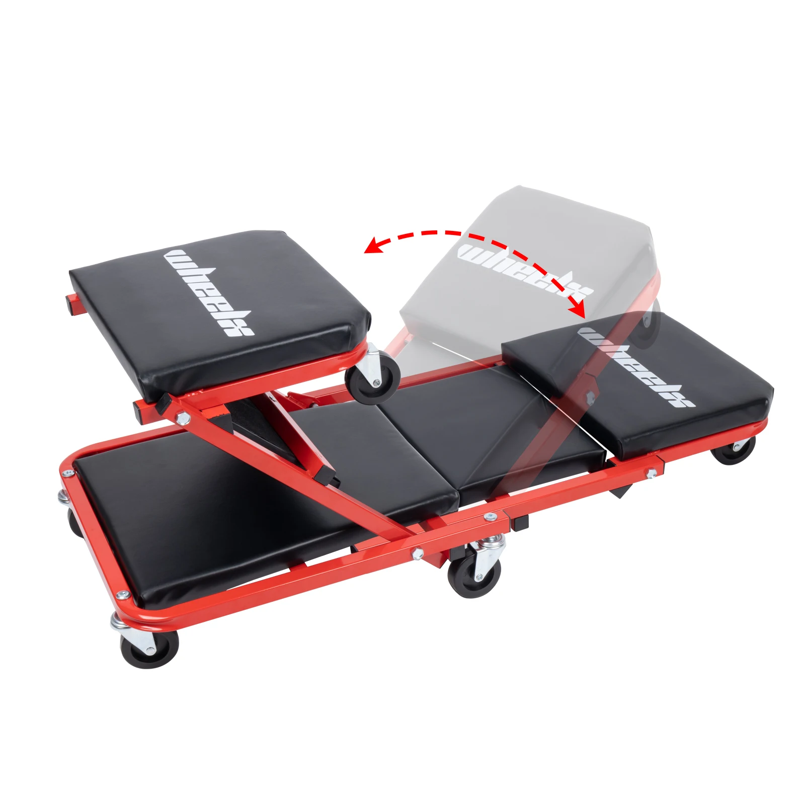 3-in-1 Rolling Mechanic Creeper Z Seat, Foldable Garage Chair Lay Down Sit Lean Back, Under Car Shop Auto Repair, Red 3-in-1 Rolling Mechanic Creeper Z Seat, Foldable Garage Chair Lay Down Sit Lean Back, Under Car Shop Auto Repair, Red