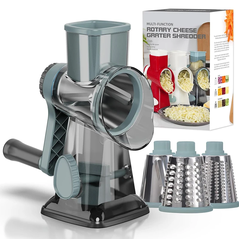 3 in 1 Rotary Cheese Grater Versatile Manual Vegetable Slicer Peanut Nuts Grinder Cheese Vegetable Shredder Clear 3 in 1 Rotary Cheese Grater Versatile Manual Vegetable Slicer Peanut Nuts Grinder Cheese Vegetable Shredder Clear