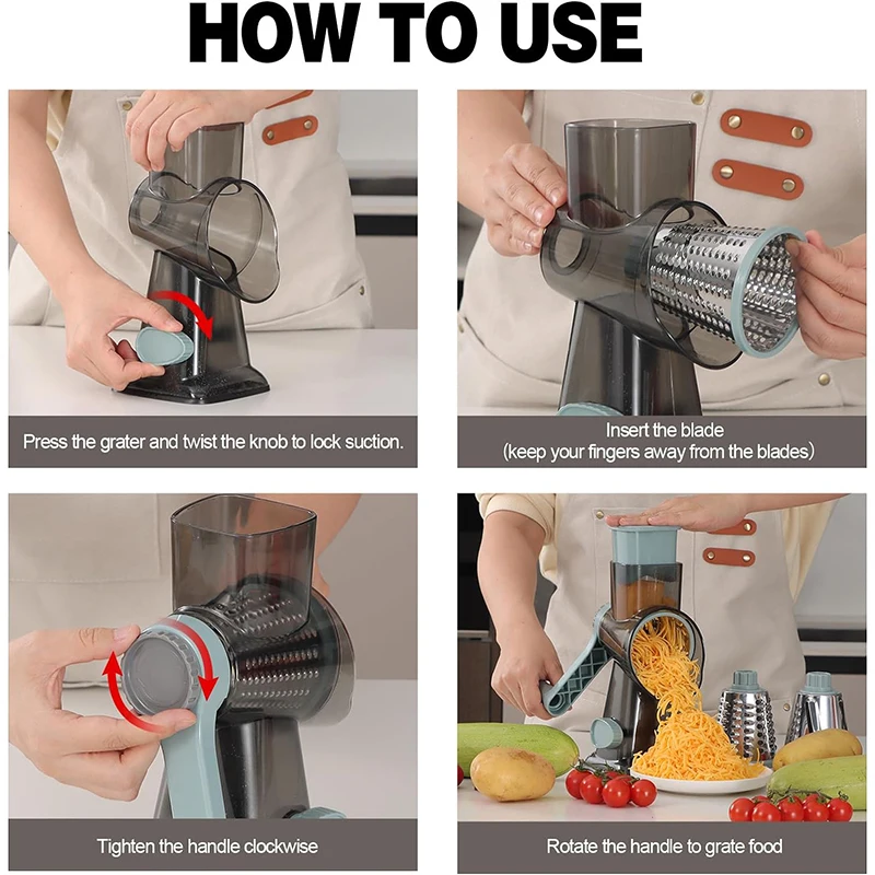 3 in 1 Rotary Cheese Grater Versatile Manual Vegetable Slicer Peanut Nuts Grinder Cheese Vegetable Shredder Clear 3 in 1 Rotary Cheese Grater Versatile Manual Vegetable Slicer Peanut Nuts Grinder Cheese Vegetable Shredder Clear