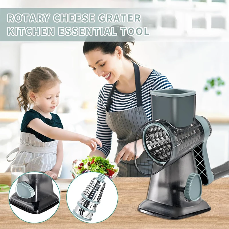 3 in 1 Rotary Cheese Grater Versatile Manual Vegetable Slicer Peanut Nuts Grinder Cheese Vegetable Shredder Clear 3 in 1 Rotary Cheese Grater Versatile Manual Vegetable Slicer Peanut Nuts Grinder Cheese Vegetable Shredder Clear
