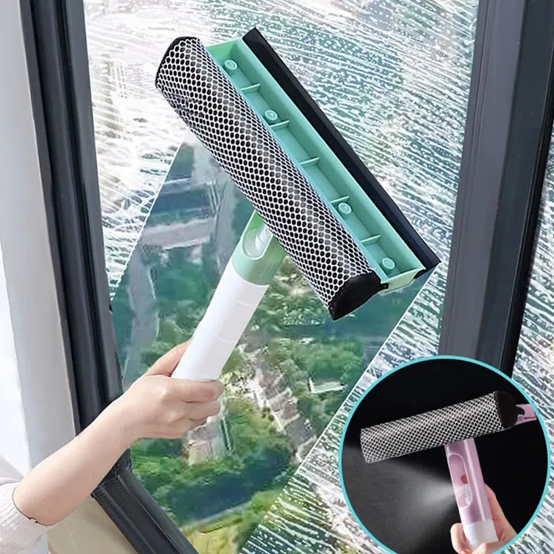 3 in 1 Spray Scrape Wipe Window Squeegee Glass Cleaner Window Wiper Scraper Cleaning Shower Squeegee for Household
