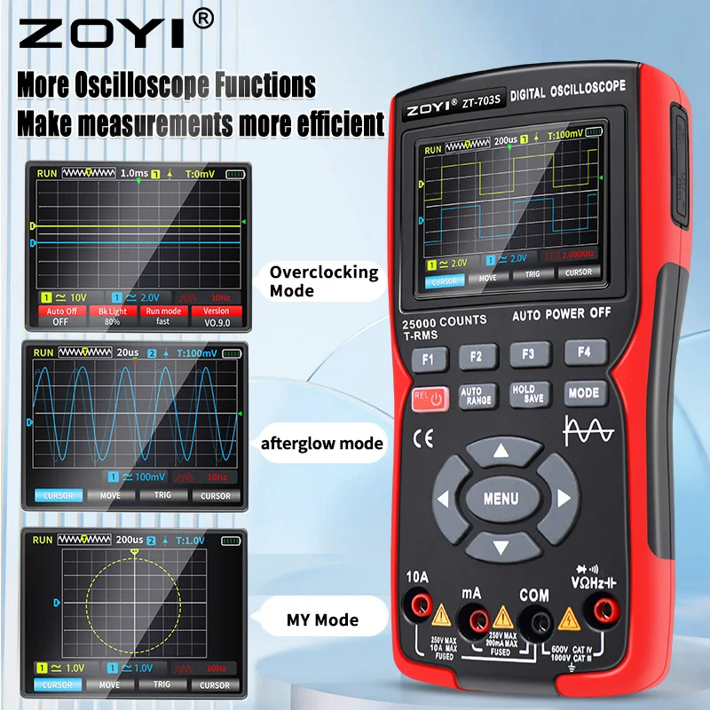 3 In1 Digital Multimeter 50MHz Bandwidth 280MS Rate PC Waveform Data Storage Dual Oscilloscope Signal Generator Tester