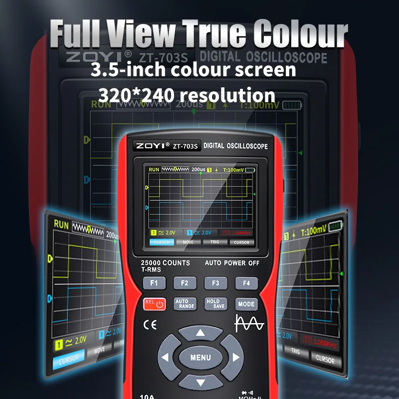 3 In1 Digital Multimeter 50MHz Bandwidth 280MS Rate PC Waveform Data Storage Dual Oscilloscope Signal Generator Tester