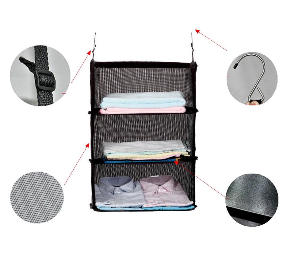 3-Layer Mesh Hanging Closet Organizer 3-Layer Mesh Hanging Closet Organizer