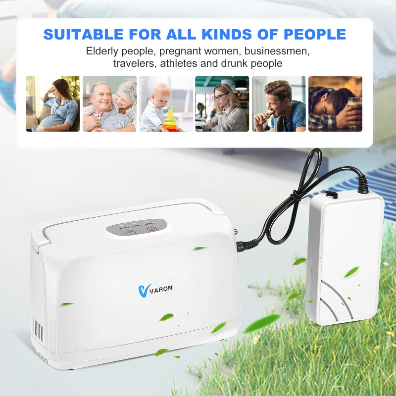 3 Liter/min Portable Oxygen Concentrator Household Small Battery Oxygen Bar O2 Inhaler Machine Car Charger Pulse Flow O2