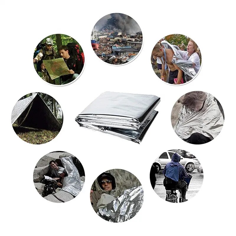 3 pack of Outdoor Emergency Thermal Blanket Camping Hiking Aluminum Rescue Curtain Military Blanket SOS Aid Life Saving