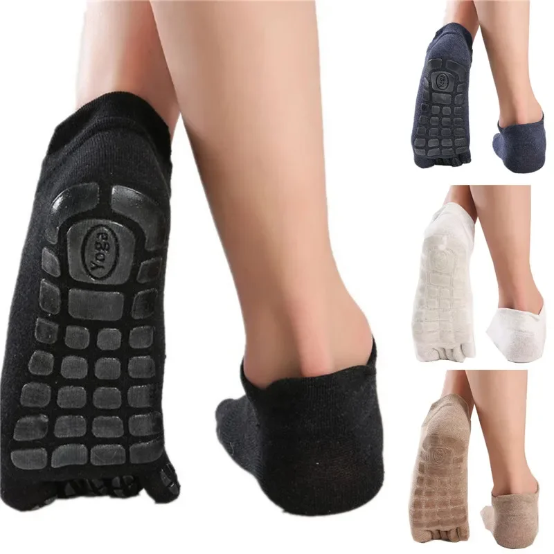 3 Pairs Winter Thick Five-Fingers Socks Warm Non-Slip Fitness Toe Socks Low Calf Slipper Floor Wear for Indoor Comfort