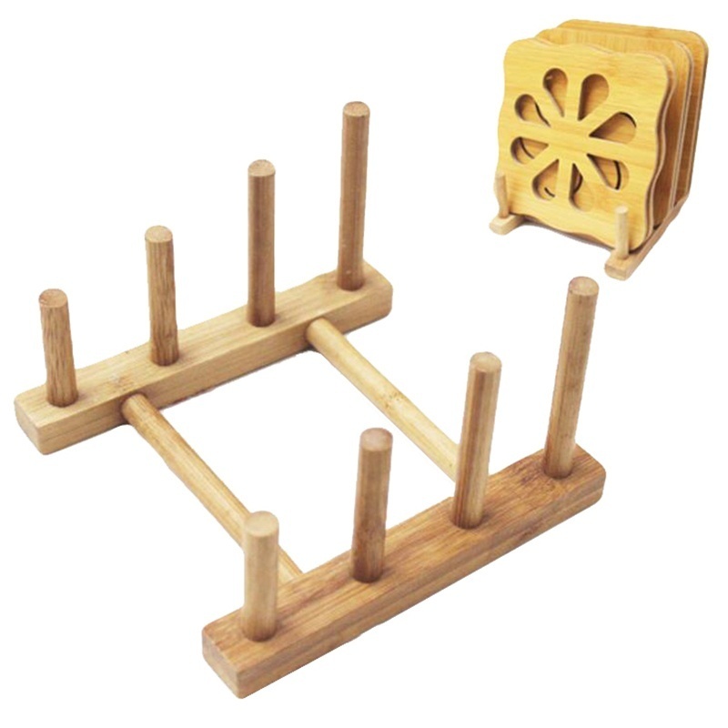 3 Slots Bamboo Wooden Dish Drainer