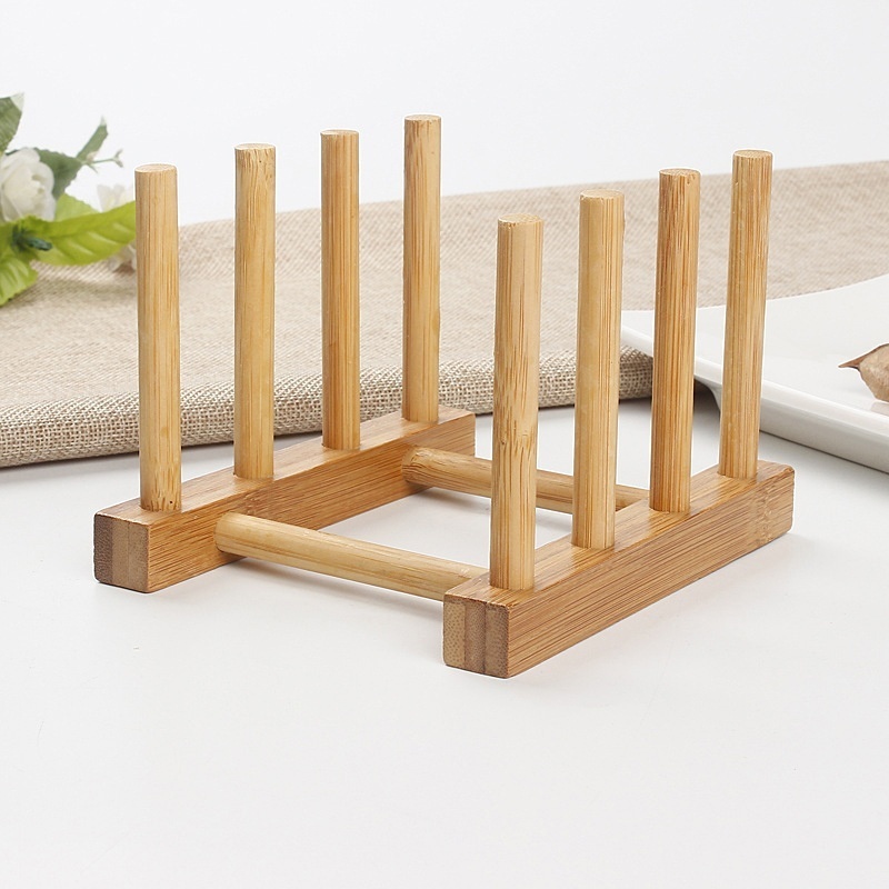 3 Slots Bamboo Wooden Dish Drainer