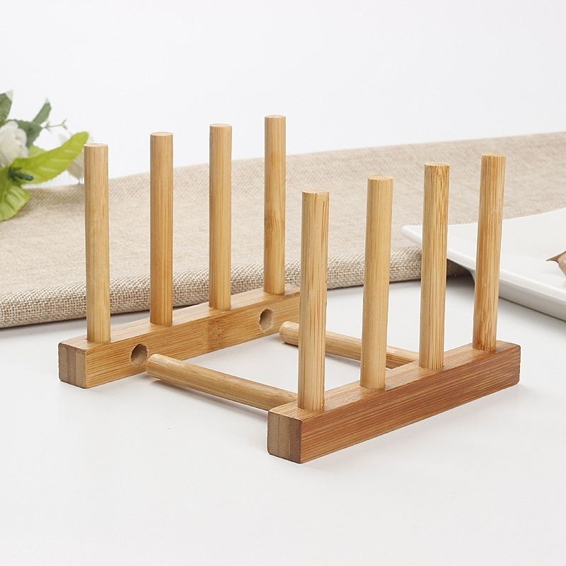 3 Slots Bamboo Wooden Dish Drainer