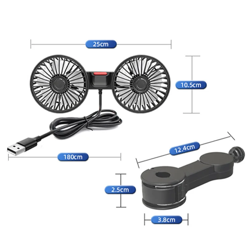 3-speed Car Seat Back Cooling Fan USB Charge Dual Head Fan 360 Degree Rotation Neck Cooler for Summer Car Accessories 3-speed Car Seat Back Cooling Fan USB Charge Dual Head Fan 360 Degree Rotation Neck Cooler for Summer Car Accessories