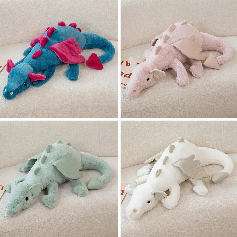 30-90cm Cartoon Hot Flying Dragon Plush Toy With Wings Blue Green White Pink Long Dragon Plush Toy Pillow Gift For Boy