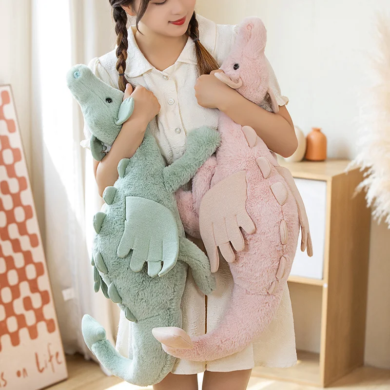 30-90cm Cartoon Hot Flying Dragon Plush Toy With Wings Blue Green White Pink Long Dragon Plush Toy Pillow Gift For Boy