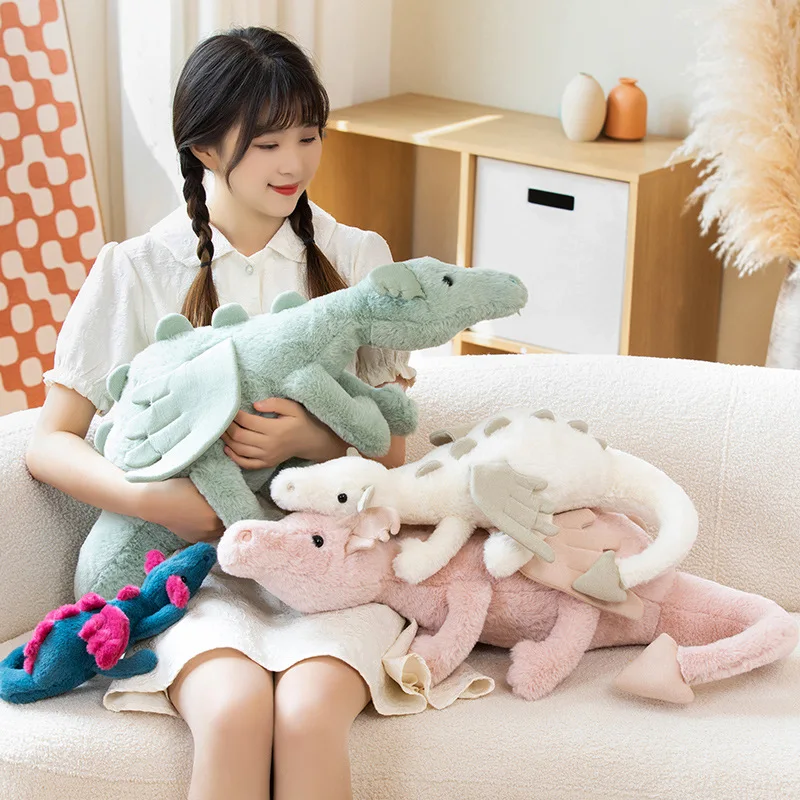 30-90cm Cartoon Hot Flying Dragon Plush Toy With Wings Blue Green White Pink Long Dragon Plush Toy Pillow Gift For Boy