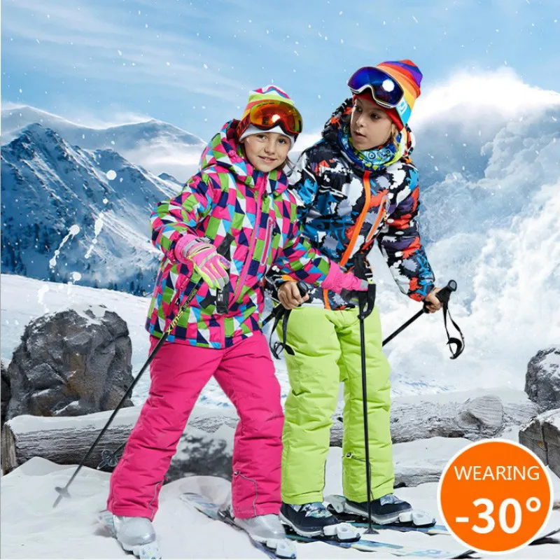-30 Degree Children Clothing Set Boys Girl Kids Snowboard Ski Suit Waterproof Outdoor Sports Jacket Pants Clothes -30 Degree Children Clothing Set Boys Girl Kids Snowboard Ski Suit Waterproof Outdoor Sports Jacket Pants Clothes