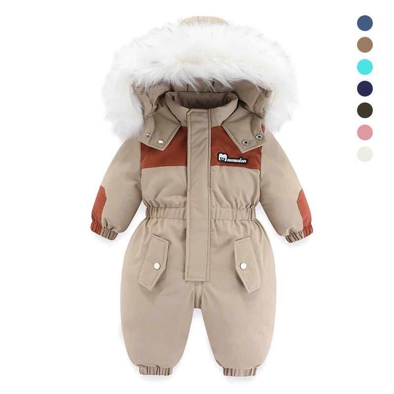 -30 Degree Winter Baby Clothes Overalls Outwear Suits For Infants Baby Ski Suit Thick Baby Jumpsuit Waterproof Hooded -30 Degree Winter Baby Clothes Overalls Outwear Suits For Infants Baby Ski Suit Thick Baby Jumpsuit Waterproof Hooded