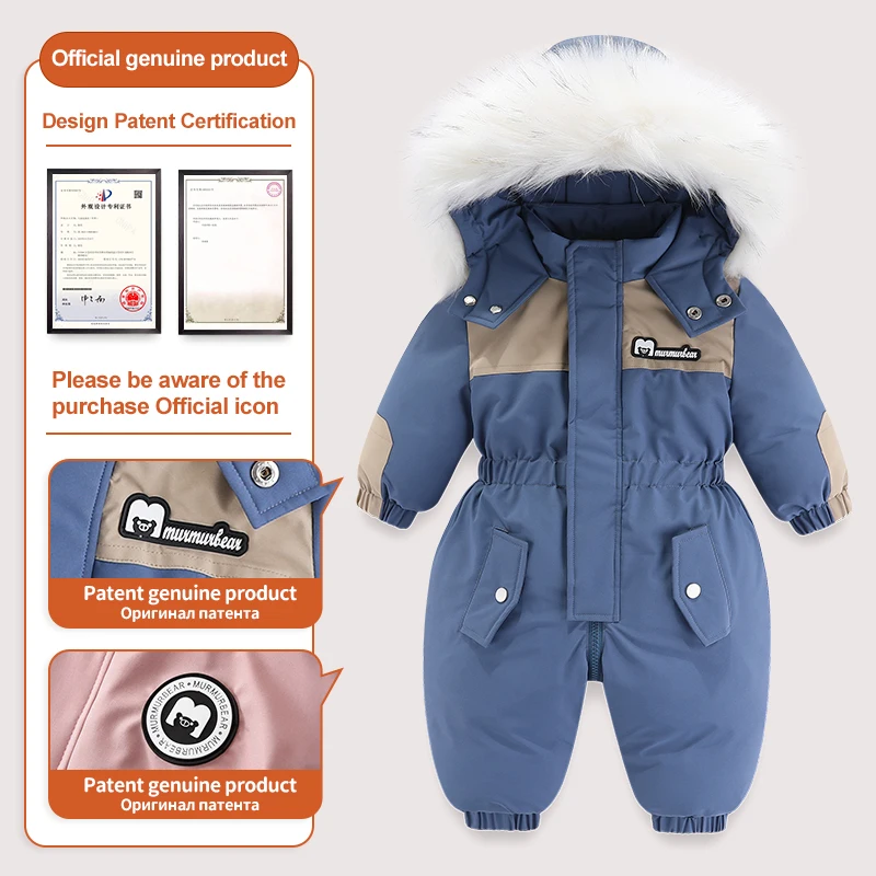 -30 Degree Winter Baby Clothes Overalls Outwear Suits For Infants Baby Ski Suit Thick Baby Jumpsuit Waterproof Hooded -30 Degree Winter Baby Clothes Overalls Outwear Suits For Infants Baby Ski Suit Thick Baby Jumpsuit Waterproof Hooded