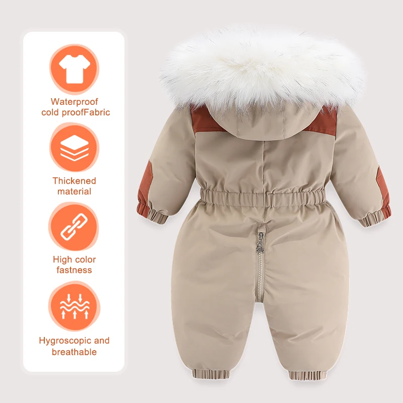 -30 Degree Winter Baby Clothes Overalls Outwear Suits For Infants Baby Ski Suit Thick Baby Jumpsuit Waterproof Hooded -30 Degree Winter Baby Clothes Overalls Outwear Suits For Infants Baby Ski Suit Thick Baby Jumpsuit Waterproof Hooded