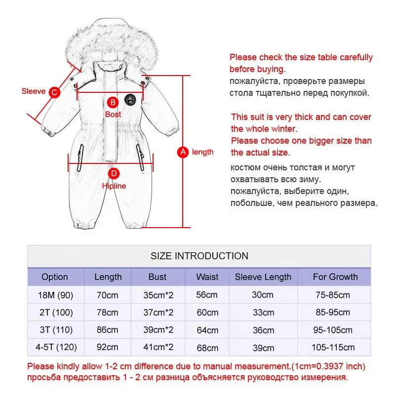 -30 Degree Winter Baby Clothes Overalls Outwear Suits For Infants Baby Ski Suit Thick Baby Jumpsuit Waterproof Hooded -30 Degree Winter Baby Clothes Overalls Outwear Suits For Infants Baby Ski Suit Thick Baby Jumpsuit Waterproof Hooded