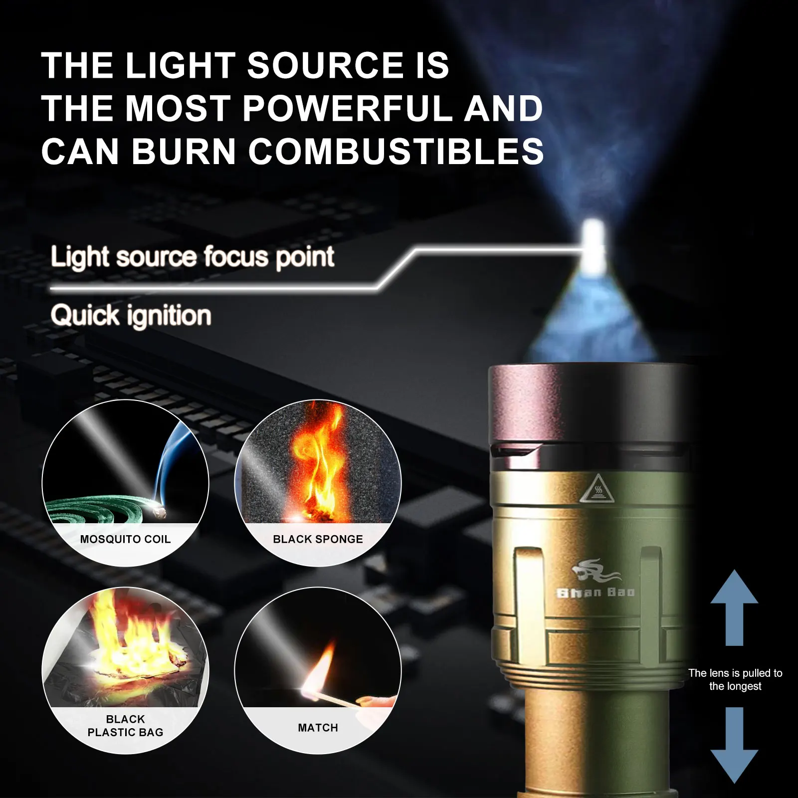 3000LM Outdoor Zoom Waterproof Flashlight Strong Light Focused Light Source Can Light a Flame 3000LM Outdoor Zoom Waterproof Flashlight Strong Light Focused Light Source Can Light a Flame