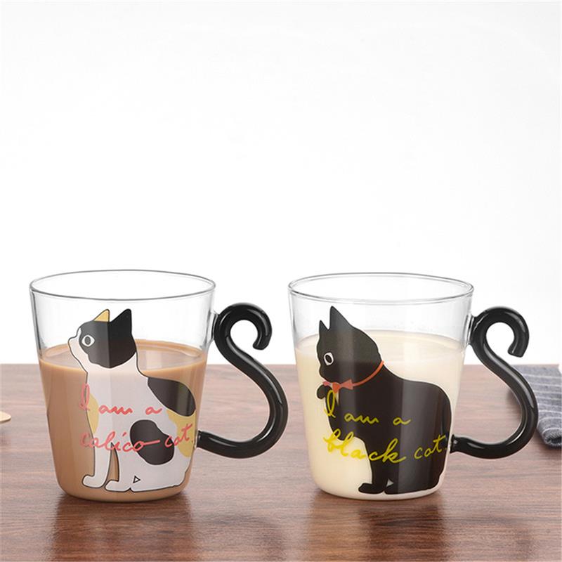 300ml Cat Glass Mug with Spoon