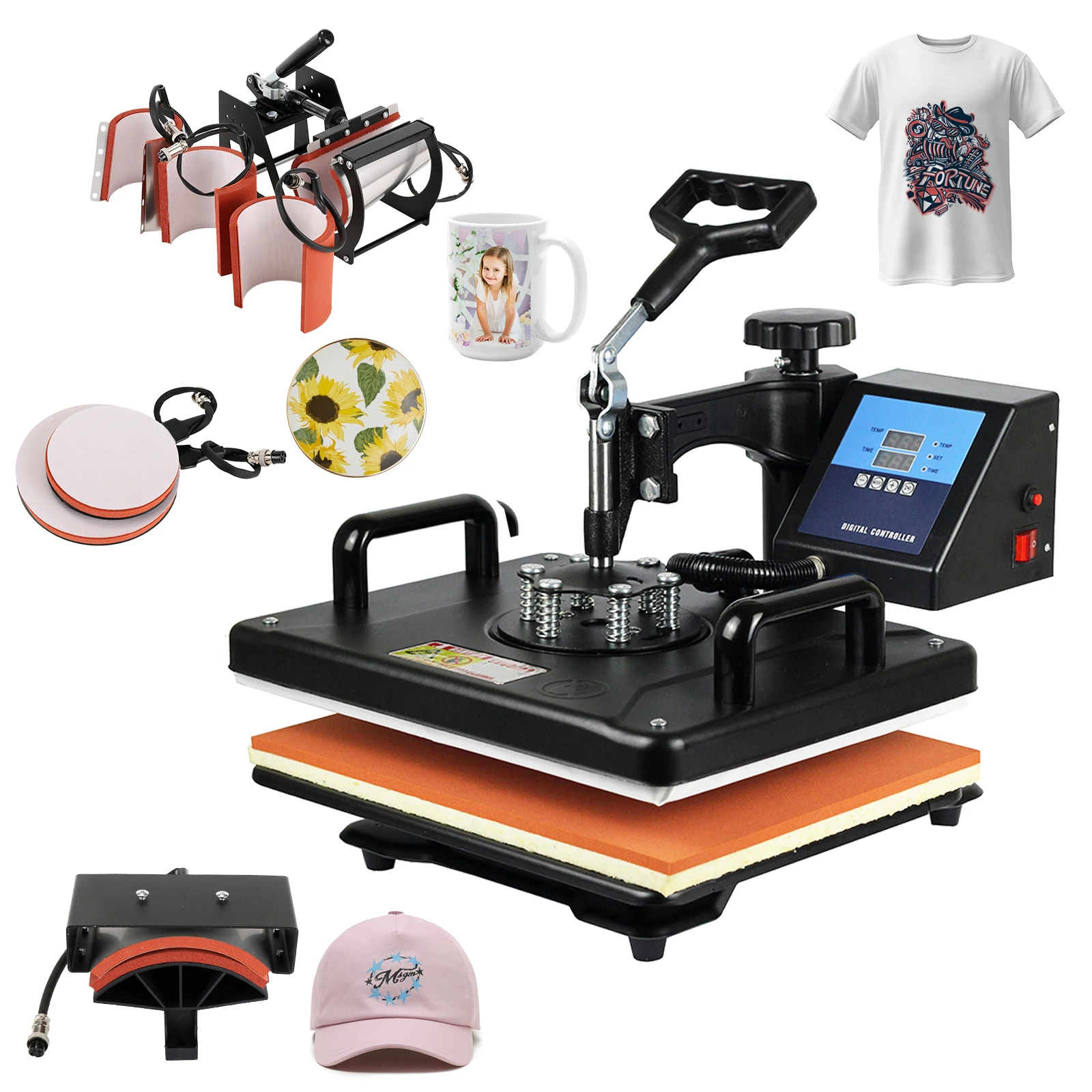 30*38CM 8 in 1 Combo Heat press Machine Sublimation Printer 2D Heat Transfer Machine for Cap Mug Plate Tshirts CE 30*38CM 8 in 1 Combo Heat press Machine Sublimation Printer 2D Heat Transfer Machine for Cap Mug Plate Tshirts CE