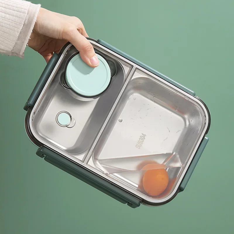 304 Stainless steel Lunch box with Tableware for Adults Kids Leakproof Lunch Container Portable Grids Bento Box Food