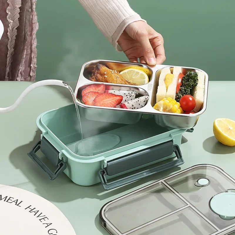 304 Stainless steel Lunch box with Tableware for Adults Kids Leakproof Lunch Container Portable Grids Bento Box Food