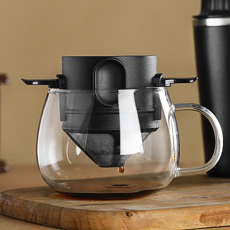 304 Stainless Steel Portable Coffee Filter Drip Coffee Tea Holder Reusable Mug Coffee Dripper Tea Cup Set Coffee Pot