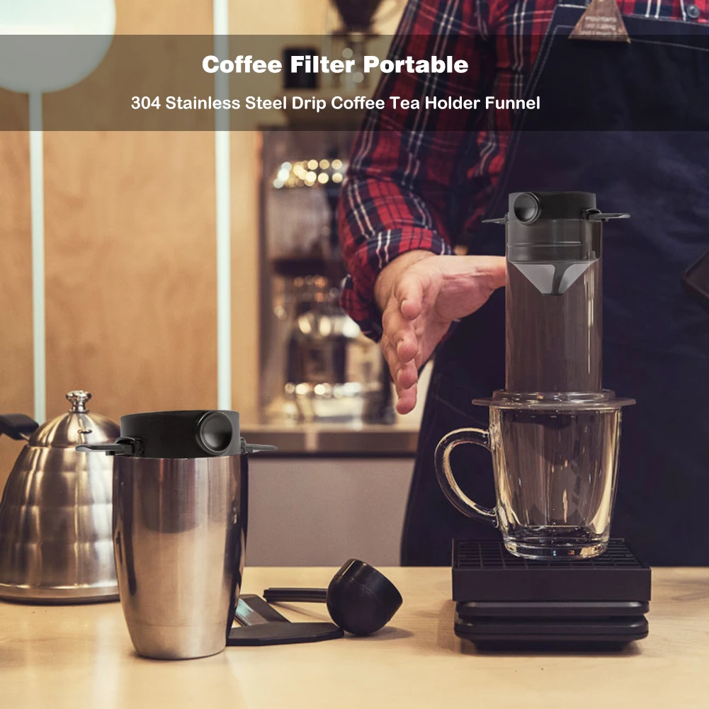 304 Stainless Steel Portable Coffee Filter Drip Coffee Tea Holder Reusable Mug Coffee Dripper Tea Cup Set Coffee Pot