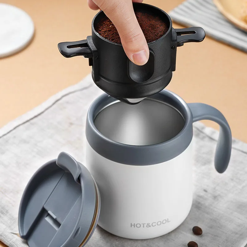 304 Stainless Steel Portable Coffee Filter Drip Coffee Tea Holder Reusable Mug Coffee Dripper Tea Cup Set Coffee Pot