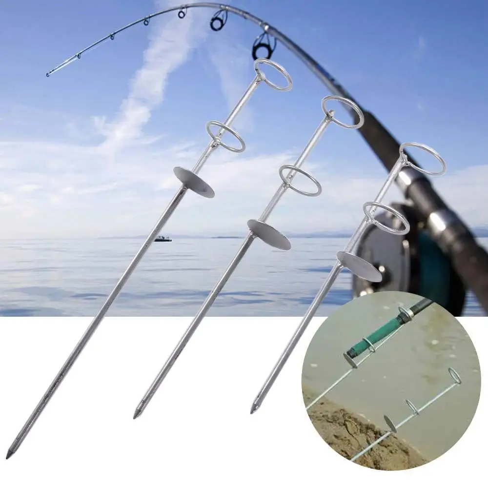 30/40/50cm Portable Fishing Rod Holder Support Stainless Steel Ground Spike Rod Rest Stand Bank Fishing Ground Rod