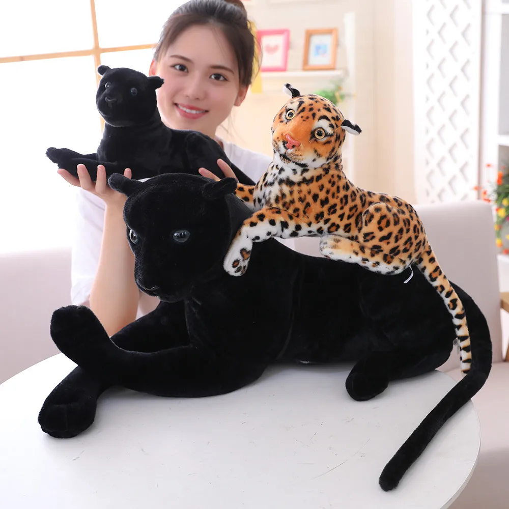 30cm-90cm Panther Toy Realistic Stuffed Animals Black Panther Plush Lifelike Leopard Soft Doll Gift For Children
