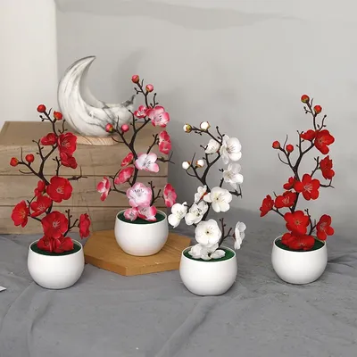 30cm Artificial Plants Bonsai Small Tree Simulation Pot Plants Fake Flowers Table Potted Ornaments Home Decoration