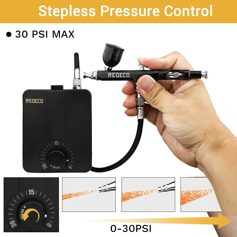 30PSI Airbrush Kit, Dual-Action Multi-Function Portable Airbrush Set Noise-reducing Compressor for Painting Cake Model 30PSI Airbrush Kit, Dual-Action Multi-Function Portable Airbrush Set Noise-reducing Compressor for Painting Cake Model