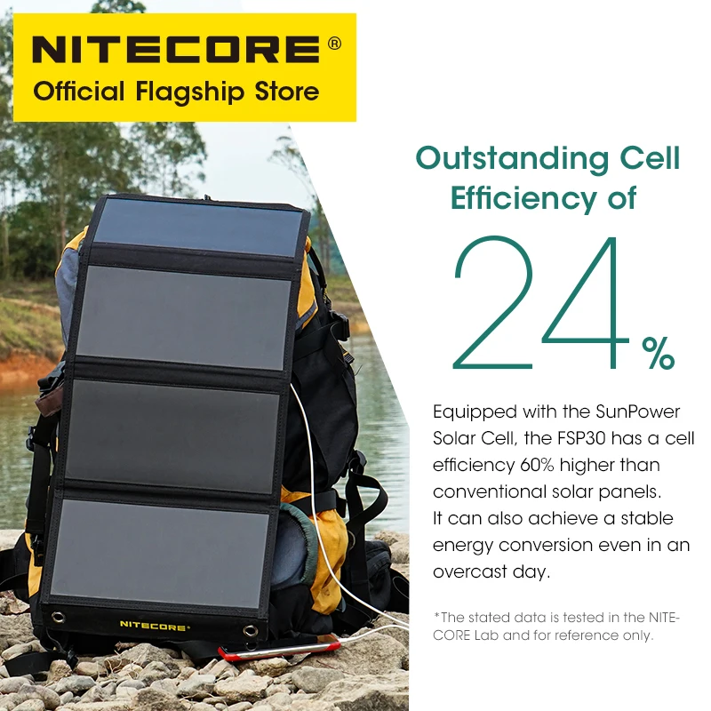 30W Portable Solar Panel Waterproof Small Solar Cell USB-C PD 18W Fast Charger for Phone Camping Hiking Riding