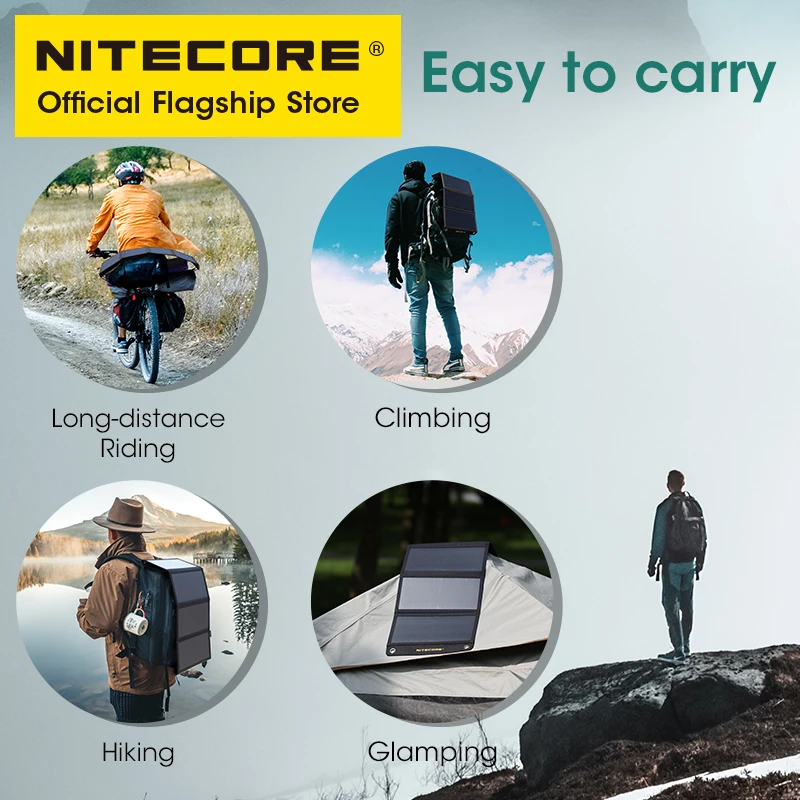 30W Portable Solar Panel Waterproof Small Solar Cell USB-C PD 18W Fast Charger for Phone Camping Hiking Riding