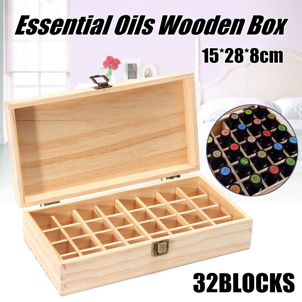 32 Slot Essential Oil Wooden Box 32 Slot Essential Oil Wooden Box