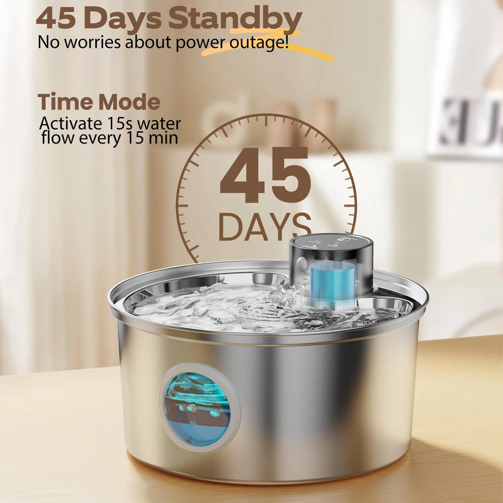 3.2L Recharge 5V USB Cat Water Fountain Automatic Sensor Stainless Steel Cat Dog Water Fountain Multiple Pet Drinking