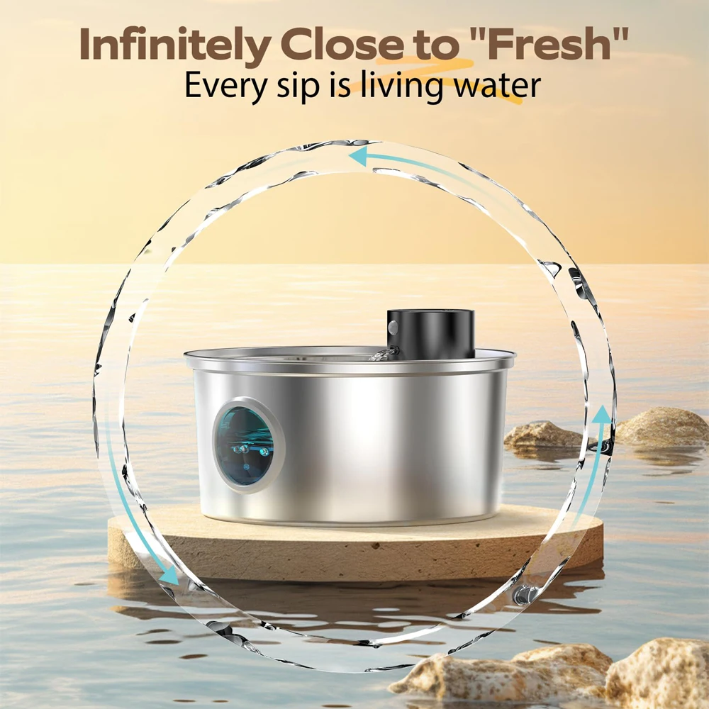 3.2L Recharge 5V USB Cat Water Fountain Automatic Sensor Stainless Steel Cat Dog Water Fountain Multiple Pet Drinking