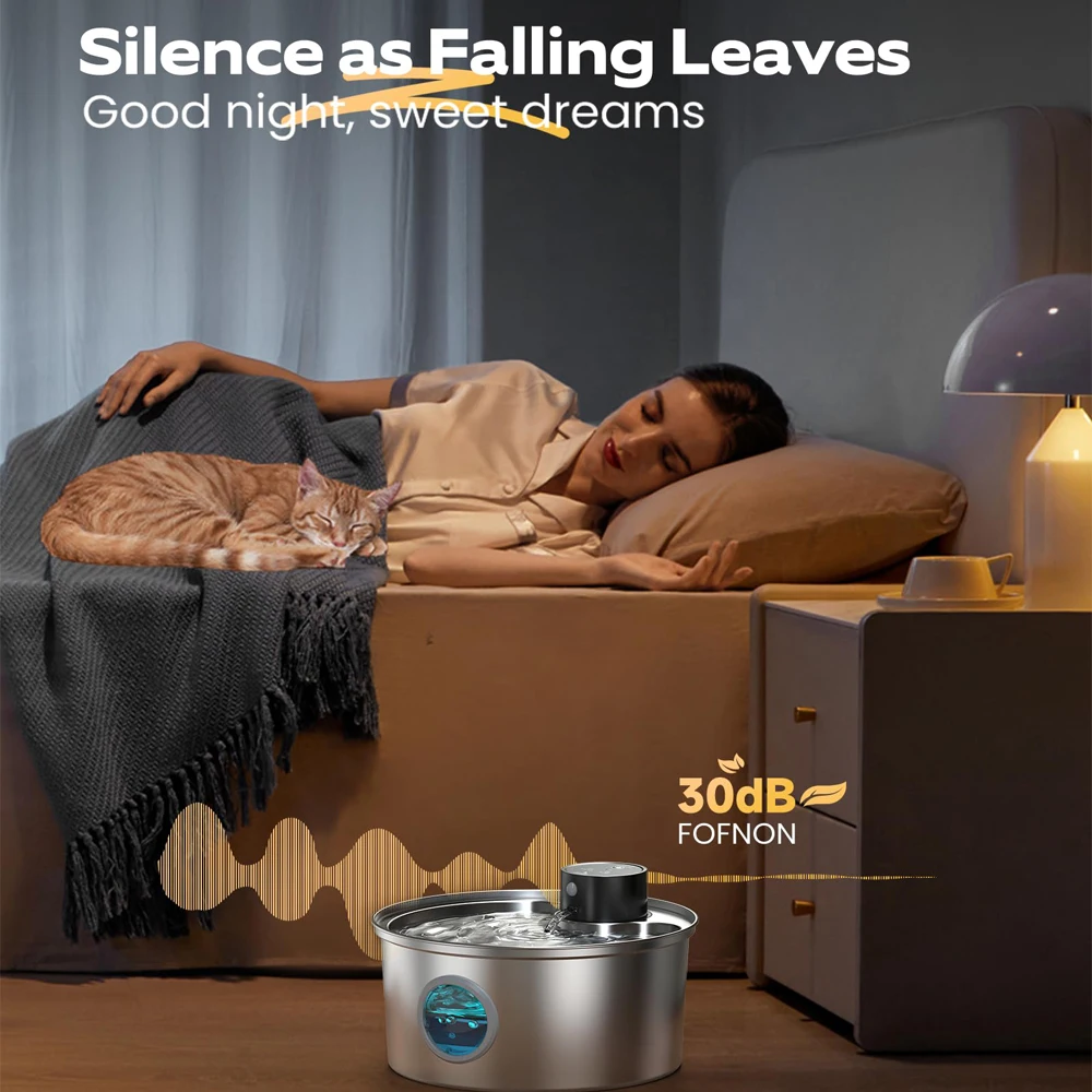 3.2L Recharge 5V USB Cat Water Fountain Automatic Sensor Stainless Steel Cat Dog Water Fountain Multiple Pet Drinking